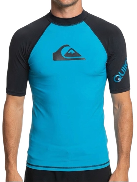 Quiksilver Other - QUIKSILVER Gorpcore Athleisure All Time Rash Guard Cap Sleeves Blue Mens XS